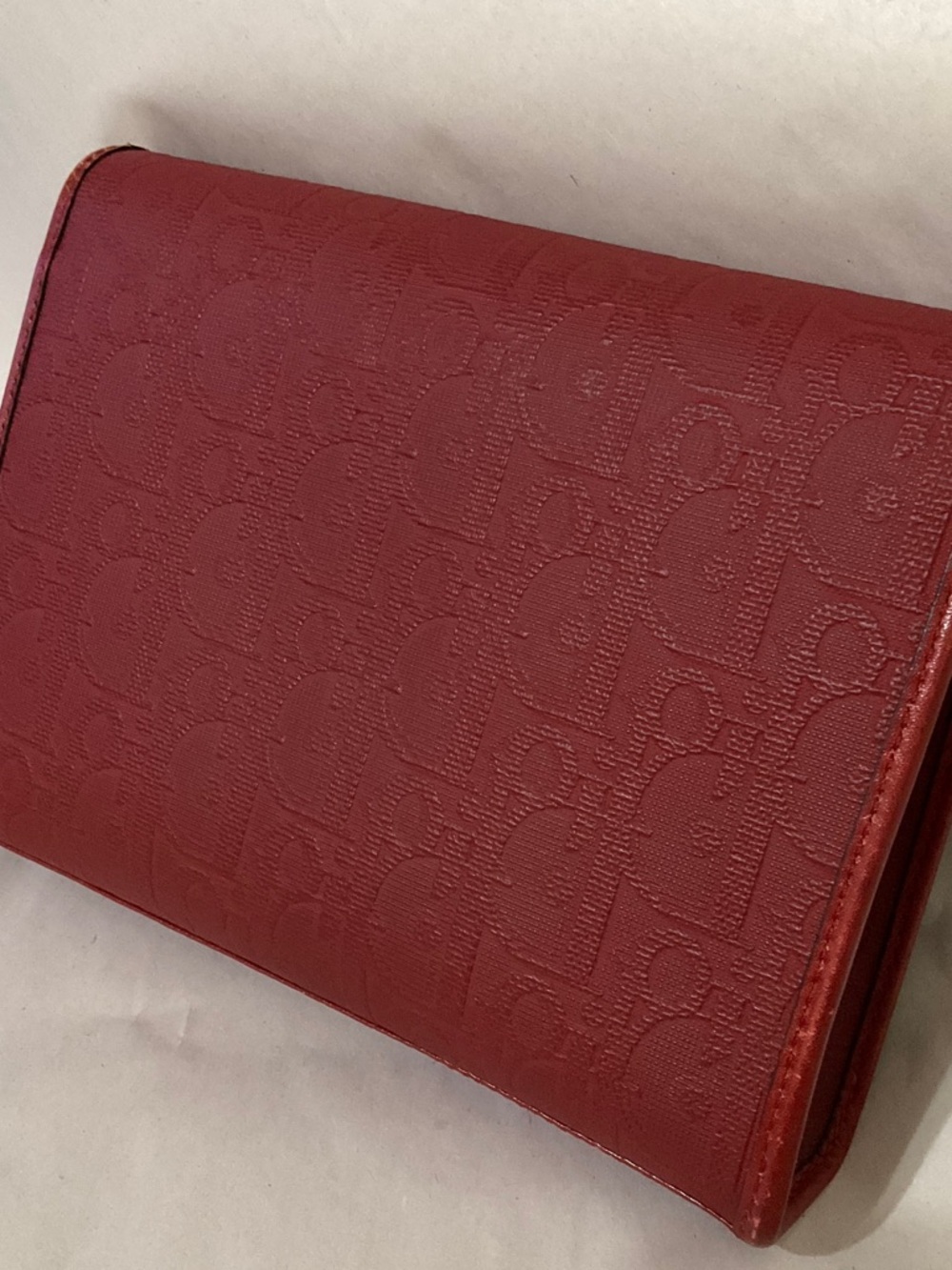 Dior Red Leather Clutch with Gold Ring Hardware - Picture 6 of 14